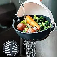 Handle Double Layer Bowl- Multifunctional Fruits and Vegetables Washing Bowl and Strainer, Double Layer Washing Drain Basket Colander, Magic Rotate Vegetable Storage Basket (Multicolor)-thumb2