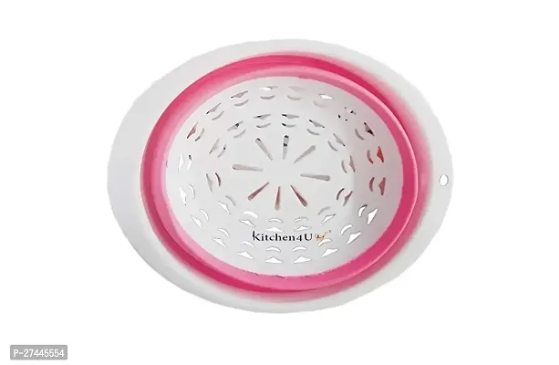 1 pc. Silicone Collapsible Round Colander and Strainer Bowl/Fruit Vegetables Washing Drying Basket (Multicolor)-thumb0