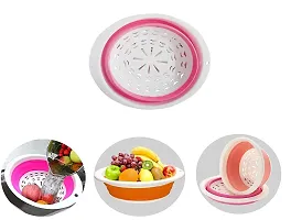1 pc. Silicone Collapsible Round Colander and Strainer Bowl/Fruit Vegetables Washing Drying Basket (Multicolor)-thumb1