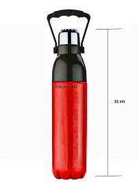 Premium Quality Red color Plastic Hot and Cool water Bottle 1100 ML with handle for School, Office, 1 pc-thumb1