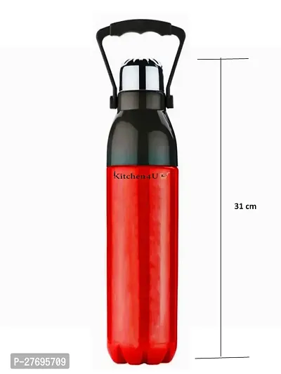 Premium Quality Red color Plastic Hot and Cool water Bottle 1100 ML with handle for School, Office, 1 pc-thumb2