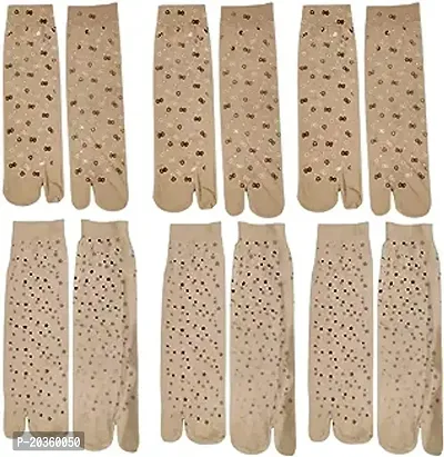 Om Fashion Women  Girl  Ultra-Thin Transparent Nylon Ankle Length Summer printed Sink Socks (Pack of 6 Pair)