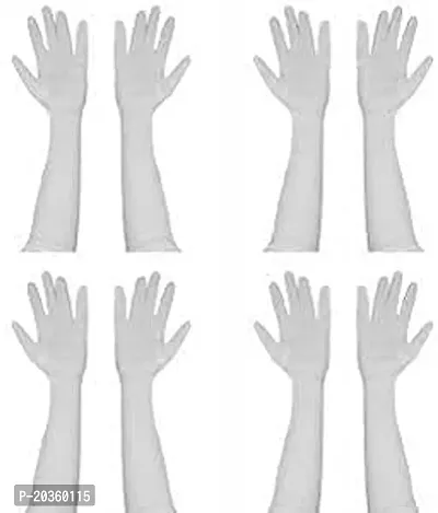 Om Traders Full Sleeve Gloves White for UV Protection 4 Pair-thumb0