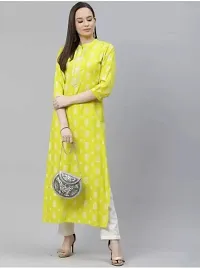 VOXXY International Women's Rayon 3/4 Sleeves Straight Kurti (Yellow)-thumb3