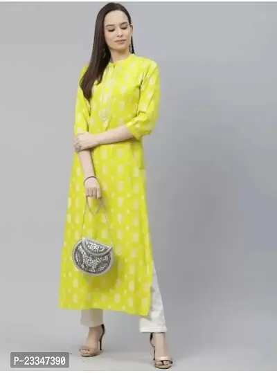 VOXXY International Women's Rayon 3/4 Sleeves Straight Kurti (Yellow)-thumb4