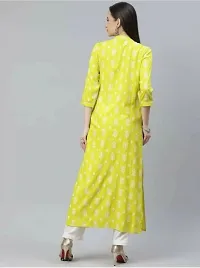 VOXXY International Women's Rayon 3/4 Sleeves Straight Kurti (Yellow)-thumb1