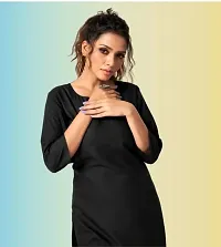 Voxxy International Women's Cotton Solid Kurti, Black-thumb2