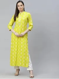 VOXXY International Women's Rayon 3/4 Sleeves Straight Kurti (Yellow)-thumb4