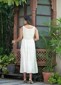 Voxxy International Women's Rayon Sleeveless Flare Maxi Gown, White-thumb1
