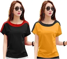 RYTESTYLE Women's Cotton Printed Round Neck T-Shirt (Pack of 3) (L)-thumb1