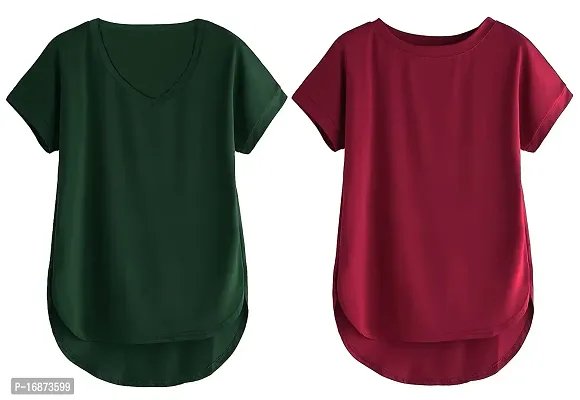 RYTESTYLE Pack of 2 Women and Girls T-Shirt and Soft FEBRIC for Our Skin (M, Olive  MUSTERD)-thumb2