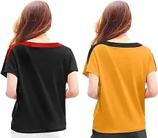 RYTESTYLE Women's Cotton Printed Round Neck T-Shirt (Pack of 3) (L)-thumb2