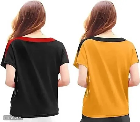 RYTESTYLE Women's Cotton Printed Round Neck T-Shirt (Pack of 3) (L)-thumb3