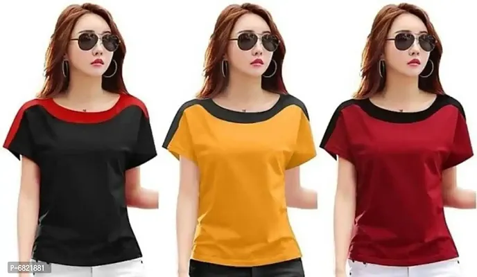 trendy 3 tees combo black yellow maroon-thumb0