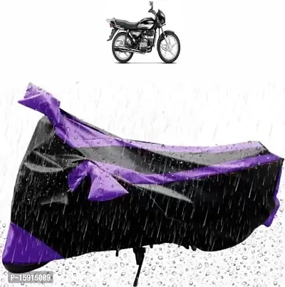 Bull Rider Bike Cover with Water Resistance|UV Protection|Dust Protection with Mirror Pocket Purple and Black Compitable for Splendor Plus-thumb0