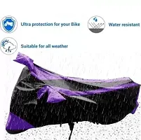 Bull Rider Bike Cover with Water Resistance|UV Protection|Dust Protection with Mirror Pocket Purple and Black Compitable for Splendor Plus-thumb3