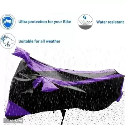 Bull Rider Bike Cover with Water Resistance|UV Protection|Dust Protection with Mirror Pocket Purple and Black Compitable for Splendor Plus-thumb4