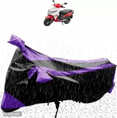 Bull Rider Bike Cover with Water Resistance|UV Protection|Dust Protection with Mirror Pocket Purple and Black Compitable for DIO-thumb0