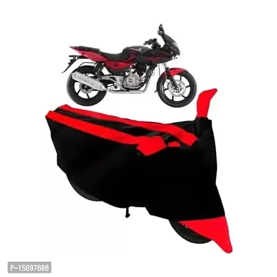 Bull Rider Bike Cover with Water Resistance|UV Protection|Dust Protection with Mirror Pocket Red and Black Compitable for Pulsar 220