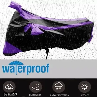 Bull Rider Bike Cover with Water Resistance|UV Protection|Dust Protection with Mirror Pocket Purple and Black Compitable for DIO-thumb4