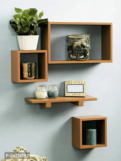 Mdf Wall Shelf Cube Shape Set Of 4