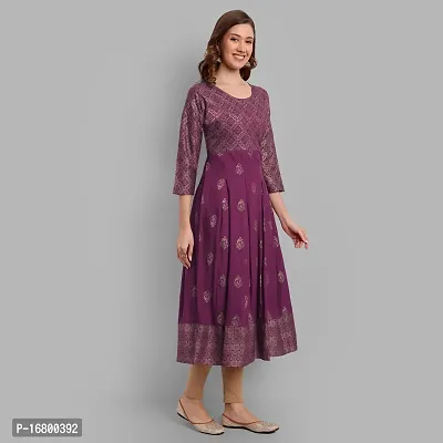 Amanisha Women's Rayon Printed Anarkali Kurti-thumb5