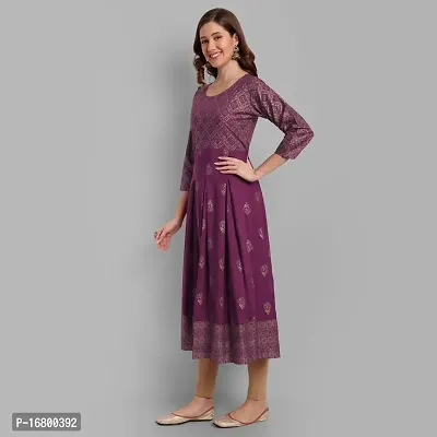 Amanisha Women's Rayon Printed Anarkali Kurti-thumb3