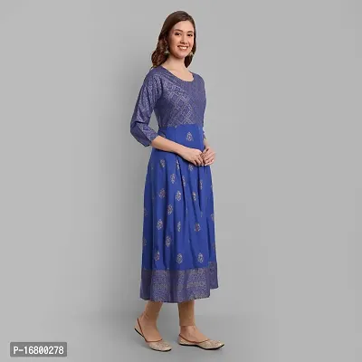 Amanisha Women's Rayon Printed Anarkali Kurti-thumb5