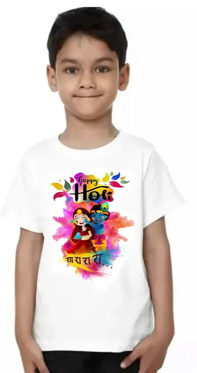 Trendy Holi Printed T-shirt For Kids