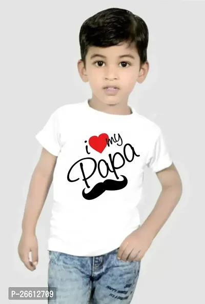 Stylish White Cotton Blend Printed Tees For Boys-thumb0