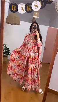 Fancy Georgette Printed Maxi Dress With Dupatta For Women-thumb2