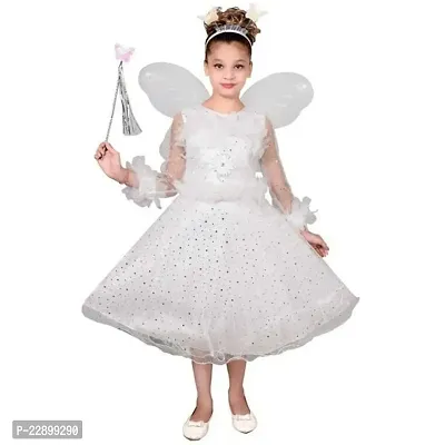 NEEL WORK  HUB Baby Girl's Angel Pari Dress White Color 6 Year Dress