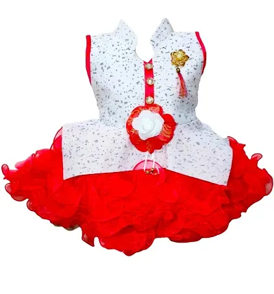 Baby Girl's Vneck CottonPolysterBlend A-Line Knee Length Dress