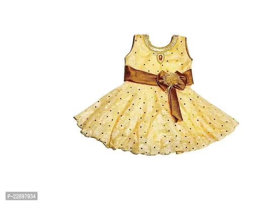 SV Garments Baby GirlGirl's Fit and Flare Knee Length Dress or 6-12 Month (Golden)-thumb0