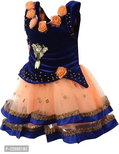 SV Garments Frock for Girl Soft SilkBlend Middi Birthday Dress-thumb3