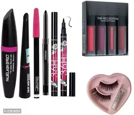 Beauzy Eye And Lips Makeup 3 In 1 Mascara, Pen Black Eyeliner, Kajal, 4 In 1 Matte Lipsticks
