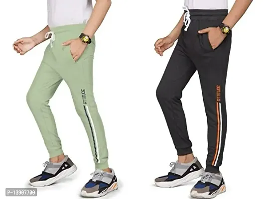 Classic Cotton Solid Track Pants for Kids Boys, Pack of 2-thumb0