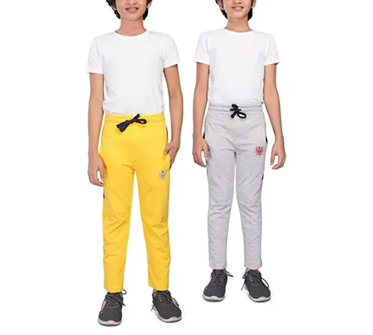 Classic Cotton Solid Track Pants for Kids Boys, Pack of 2