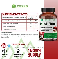 Zespo Optimum Mushroom Complex - Organic Cordyceps, Lions Mane  Reishi Extract for Vitality, Focus  Immune Support-thumb3