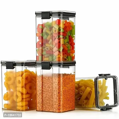 Cloud Search Multipurpose Unbreakable Plastic kitchen containers set organizer Transparent Storage Containers for Kitchen Airtight Masala Spice Box 1100 ML Set of 4 Pcs