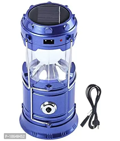 Cloud Search 2 Piece Solar Lantern Emergency Light LED Rechargeable Torch with USB Mobile Charging Point and 2 Power Source Solar (Black  Blue)-thumb5