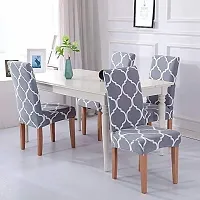 Cloud Search Hexa Printed Grey Polyseter Chair Seat Cover Protector Slipcover Cover Pack of 1-thumb1