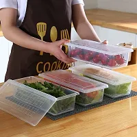 Cloud Search plastic Fridge Storage Boxes, Fridge Organizer Case Removable Drain Plate Fridge Storage Containers Storing Fish, Meat, Vegetables 1500ML (1500, Rectangular, 5, Fridge Organizer)-thumb1