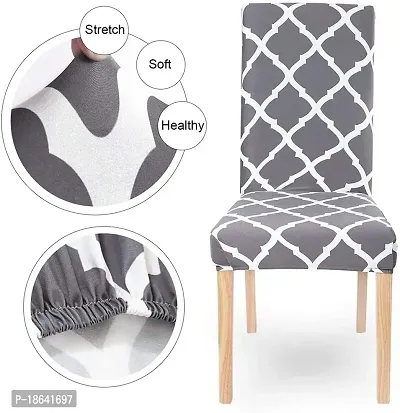 Cloud Search Hexa Printed Grey Polyseter Chair Seat Cover Protector Slipcover Cover Pack of 1-thumb3