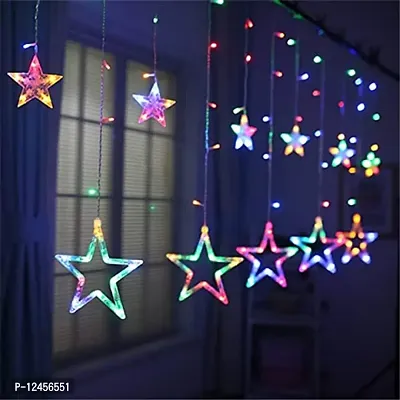 10 Star Curtain String Decorative Led Lights with 8 Mode for Diwali Christmas Wedding Party - 2.5 Meter (1 Curtain) 114 Led, (5+5 Star)(Multicolor)-thumb0