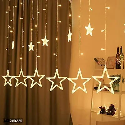 10 Star Curtain String Decorative Led Lights with 8 Mode for Diwali Christmas Wedding Party-thumb0