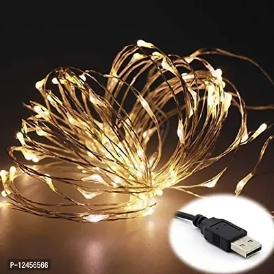 10 Metre Copper String Light for Decoration, USB Powered, Warm White Colour	Warm White