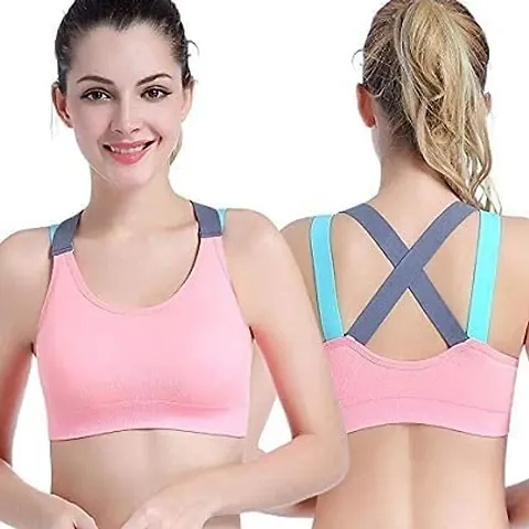 Imszz Trading Women's Cotton Blend Lightly Padded Wire Free Push Up Yoga Spots Bra