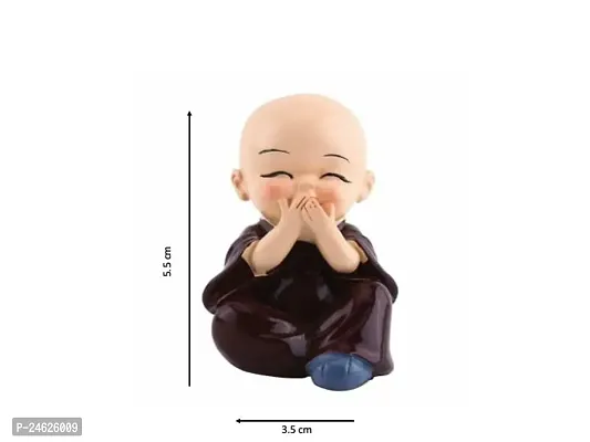 Monk Miniature Buddha Figurines Showpiece for Decorative Home, Office, work space , Car dashboard and Gift to Your loved once for good vibes (Set of 4 )-thumb4