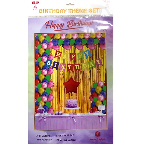 Happy Birthday Banner Decoration Kit - Set of 36Pcs | Birthday Decoration Items | Birthday Balloons for Decoration | Decorative Items for Birthday (MULTICOLOR)